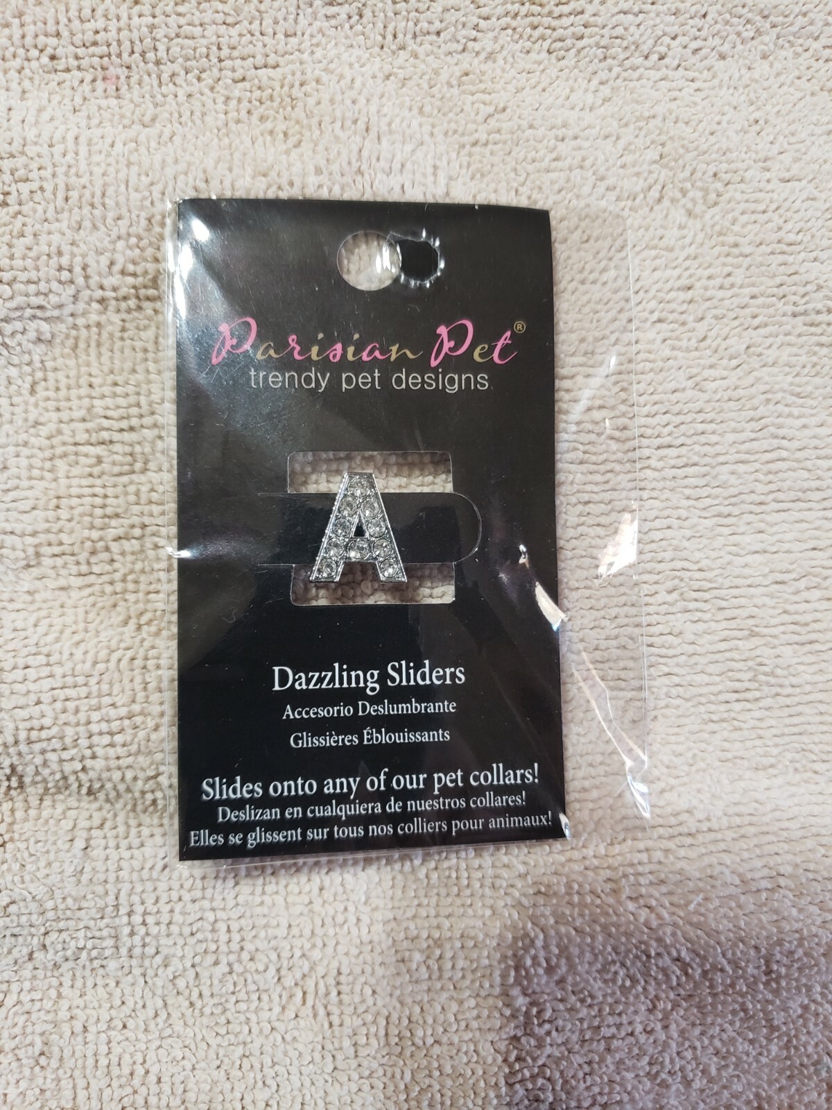 Pet Dazzling Sliders for cat small dog Parisian collar Letter A Crafts or Charm