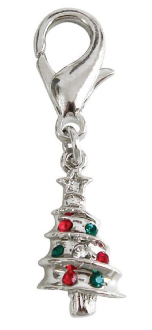 Crystal Christmas Tree Dog Collar Charm, Zipper Pull, Purse Charm