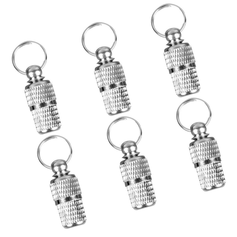 6Pcs Reusable Pet Id Tubes Silver Brass Collar Tags for Dog Cat Safety