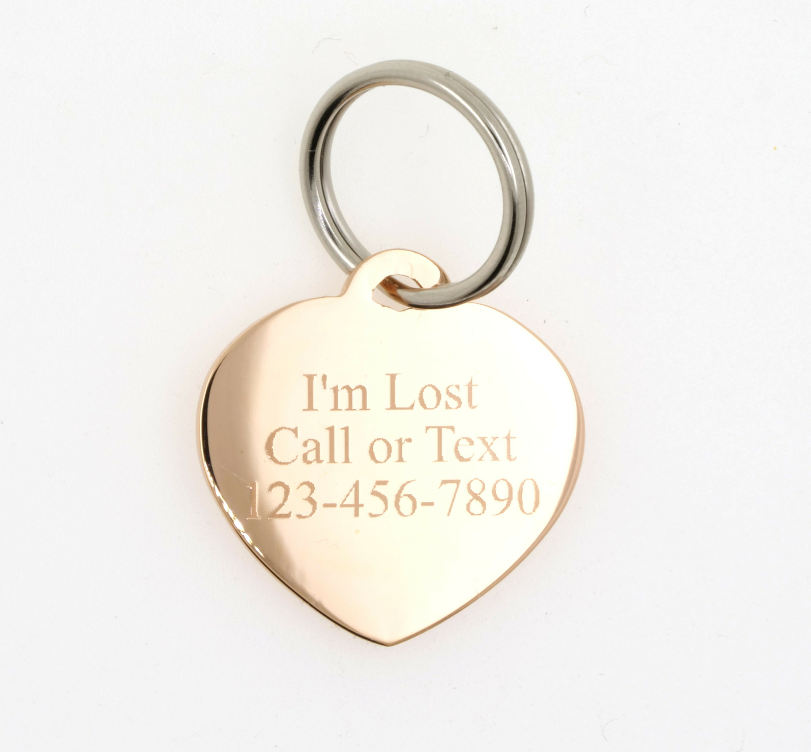 Custom Engraved Personalized Rose Gold Plated Small Heart Dog Tag Pet ID Name