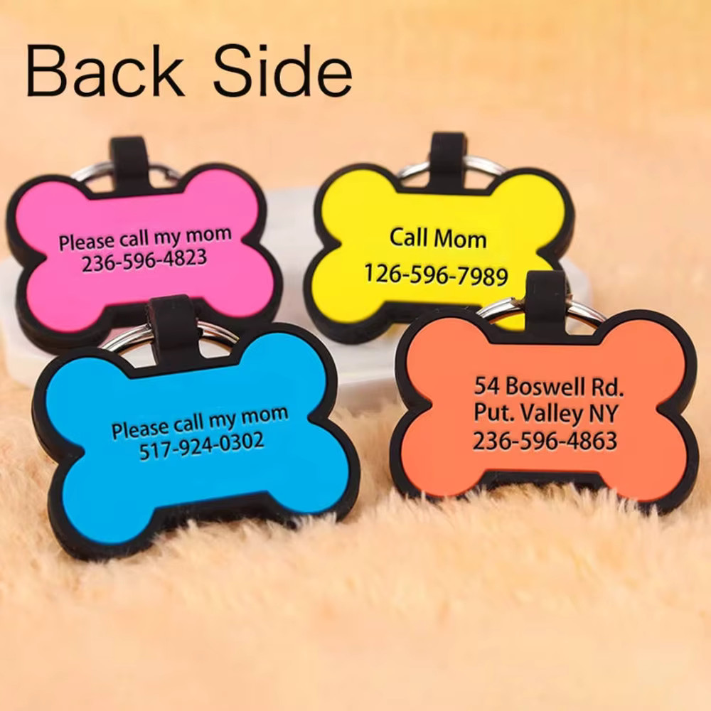 Personalized Bone Silicone Dog Tag Engraved Custom Pet Tags Pet ID Card for Dog