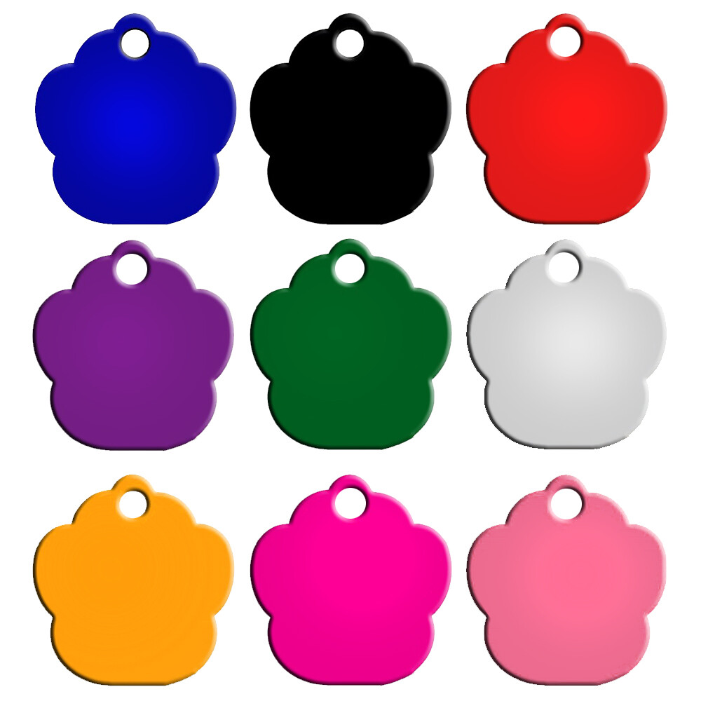 20pcs/lot Paw Shape Dog ID Tags Blank Aluminum Nameplate No Engraving 9 Colors