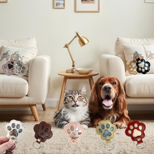 3Pcs Paw Print Pet Hair Memorial Keychain Keepsake