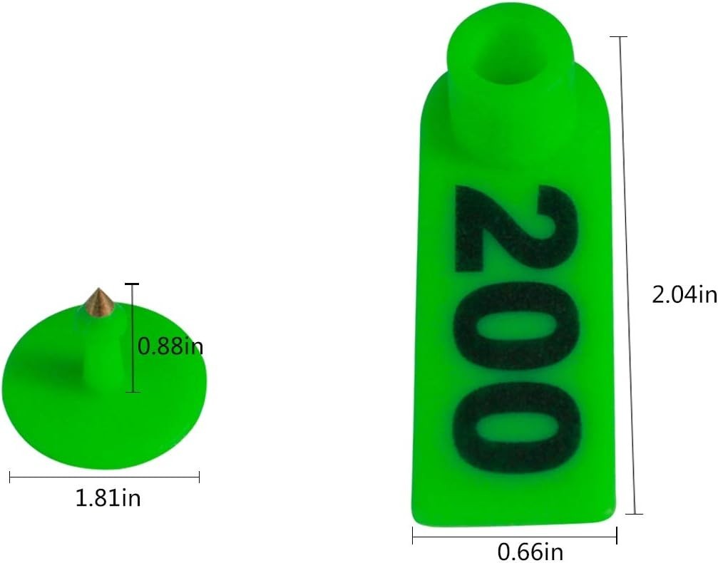 Animal Identification Made Easy – 200 Green Plastic Ear Tags for Small Livestock