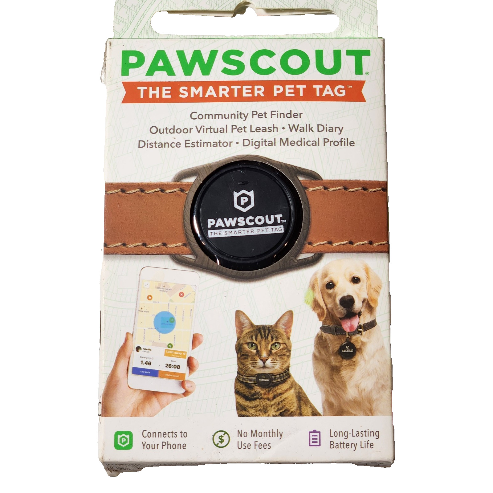 Pawscout Bluetooth Community Pet Finder Tag Walk Diary, Cats or Dogs Digital