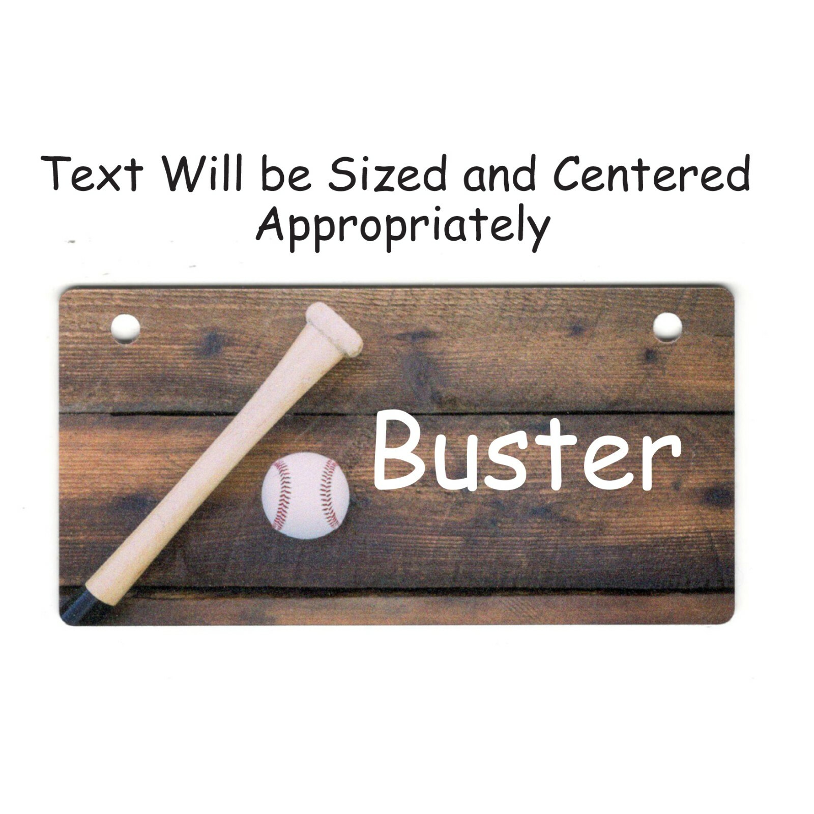 Baseball Bat on Wood Fence Design Personalized 5″ x 2.5″ Dog Crate Plastic Tag