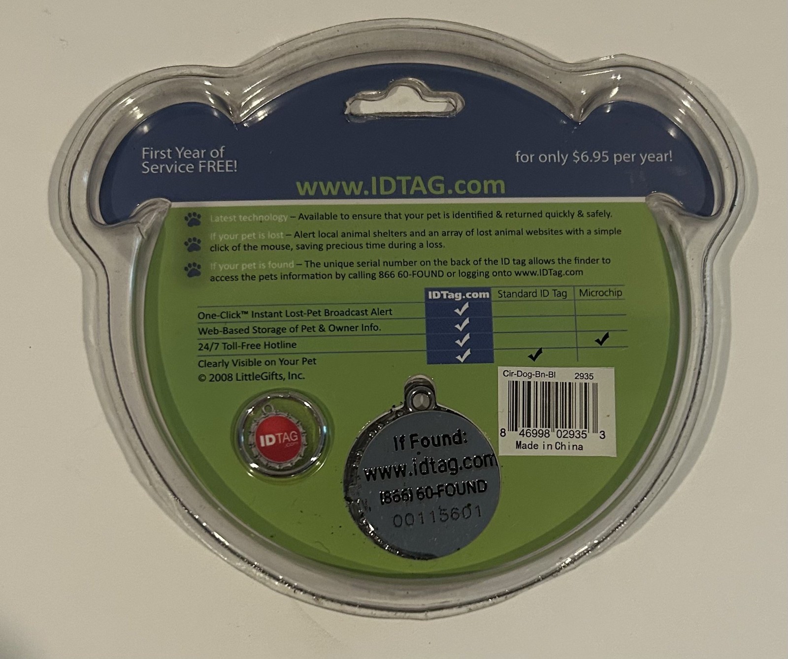 Dog ID TAG by Idtag.com, Medium – Dog Head w/Bone – Online Access Required