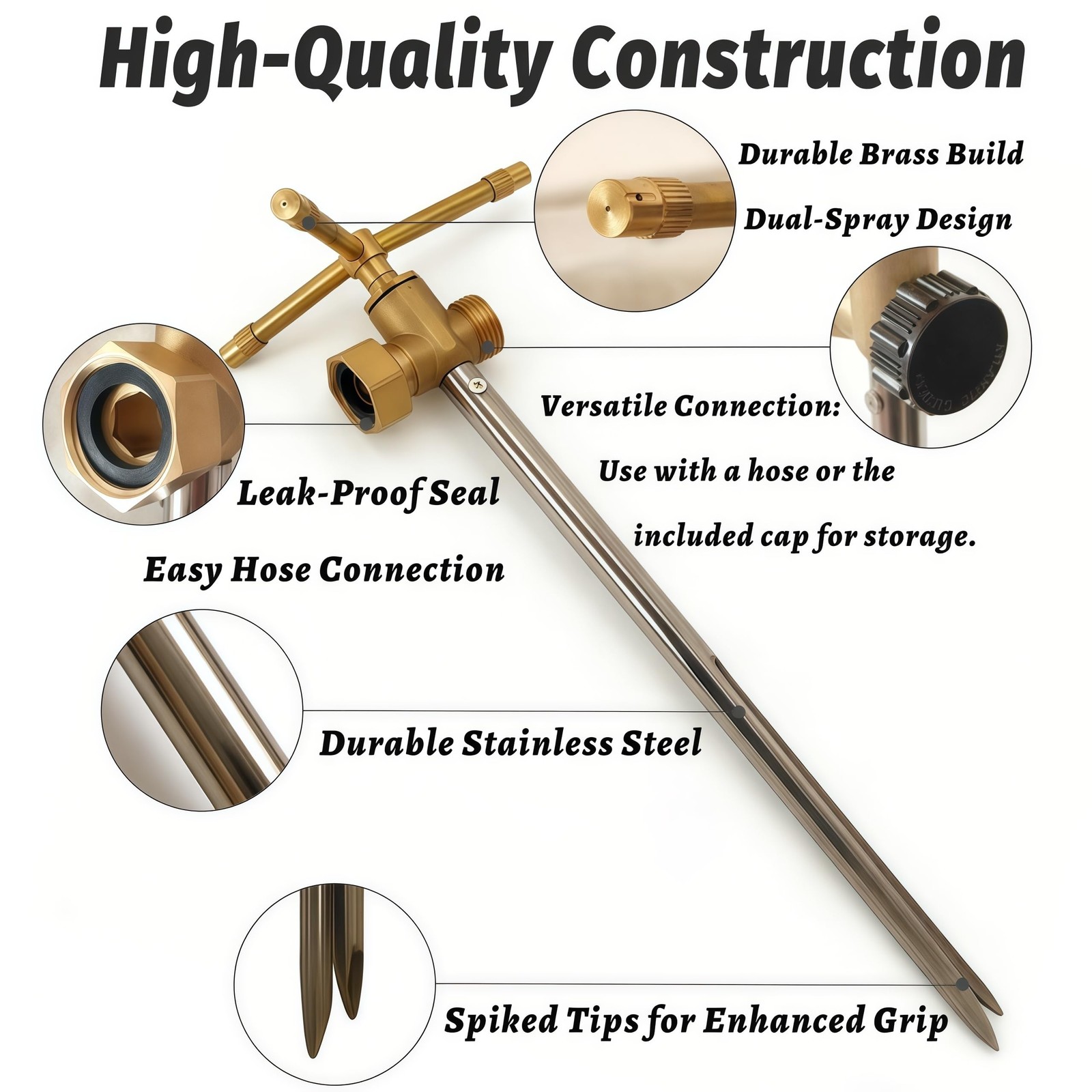 Atlantic 3-Head Solid Brass Sprinkler – Heavy Duty Stainless Steel … Fas