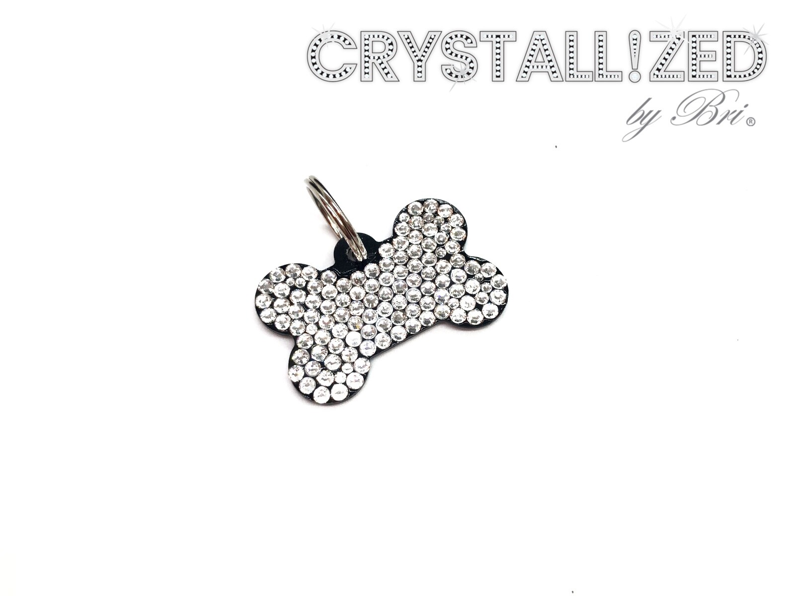 Custom Bling Dog Tag AUSTRIAN CRYSTALS Bedazzled Personalized Pet Name ID Collar