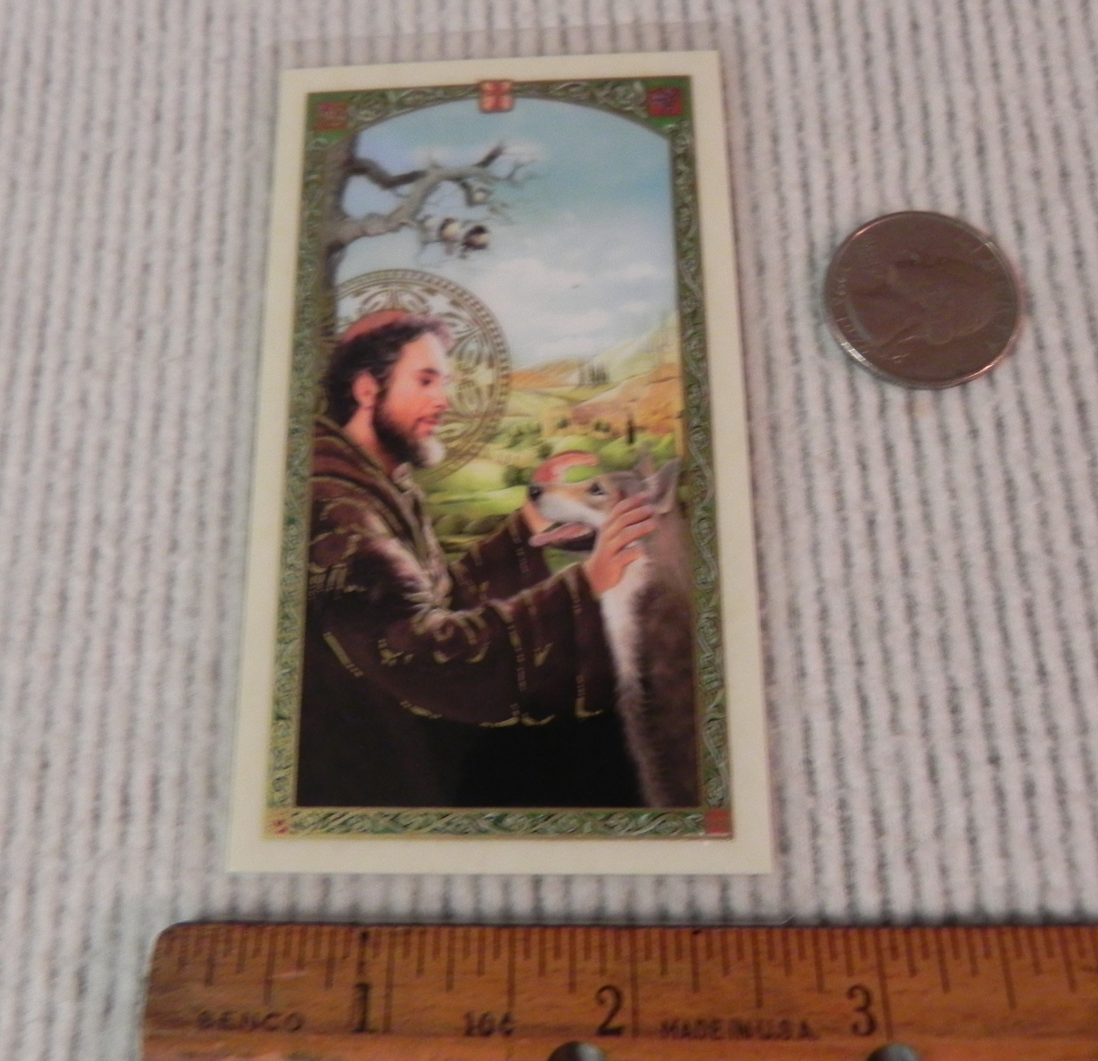 St Francis Dog Tag & Lam Holy Card Gift Medal w Prayer Collar Pets Animals Wolf