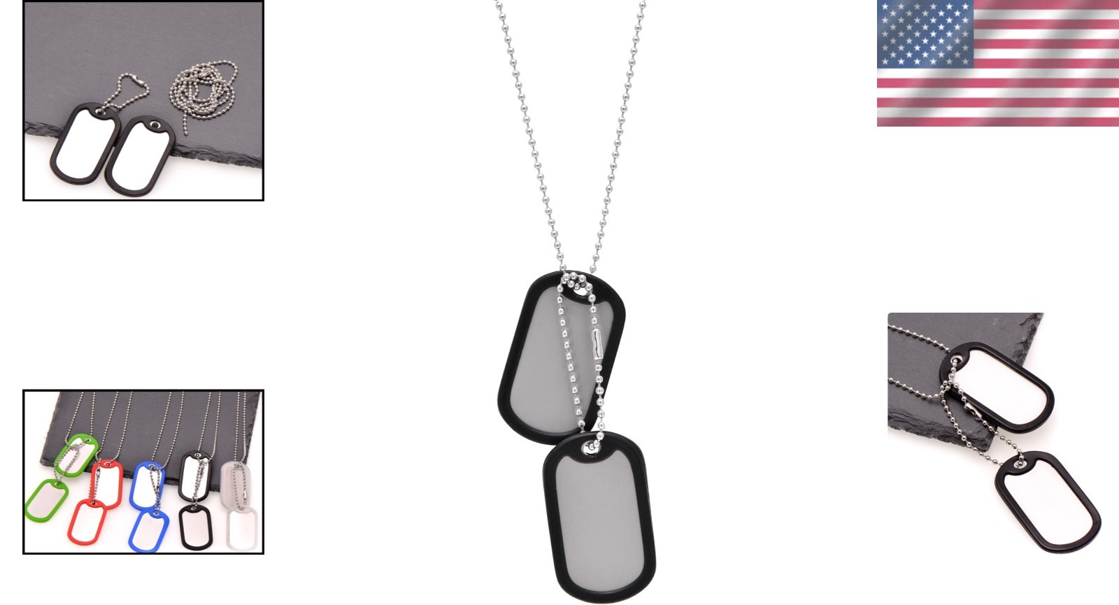 Luxury Stainless Steel Dog Tag Necklace Set – Includes Chains & Black Silencers