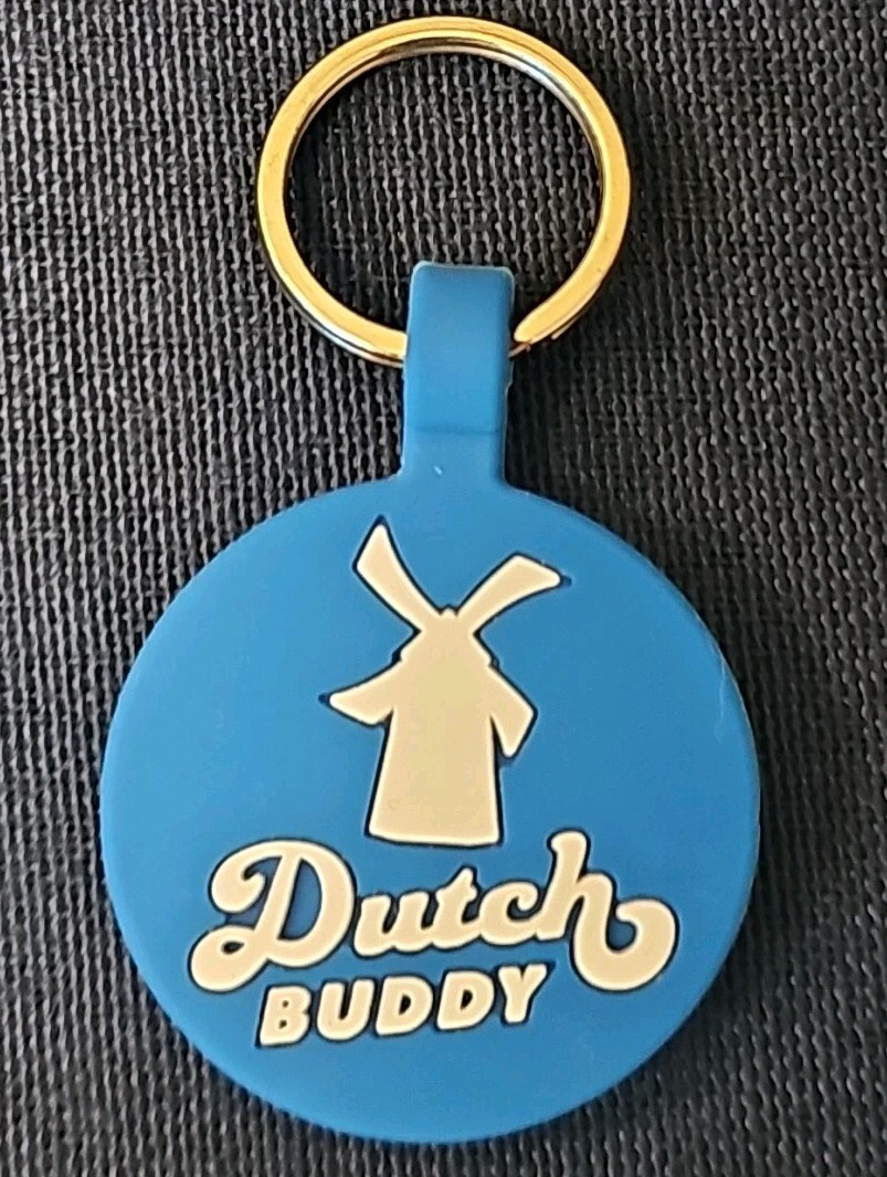 NEW Dutch Bros Pet Tag Key Chain Dutch Buddy Blue Silicone February 2024 Pet Day