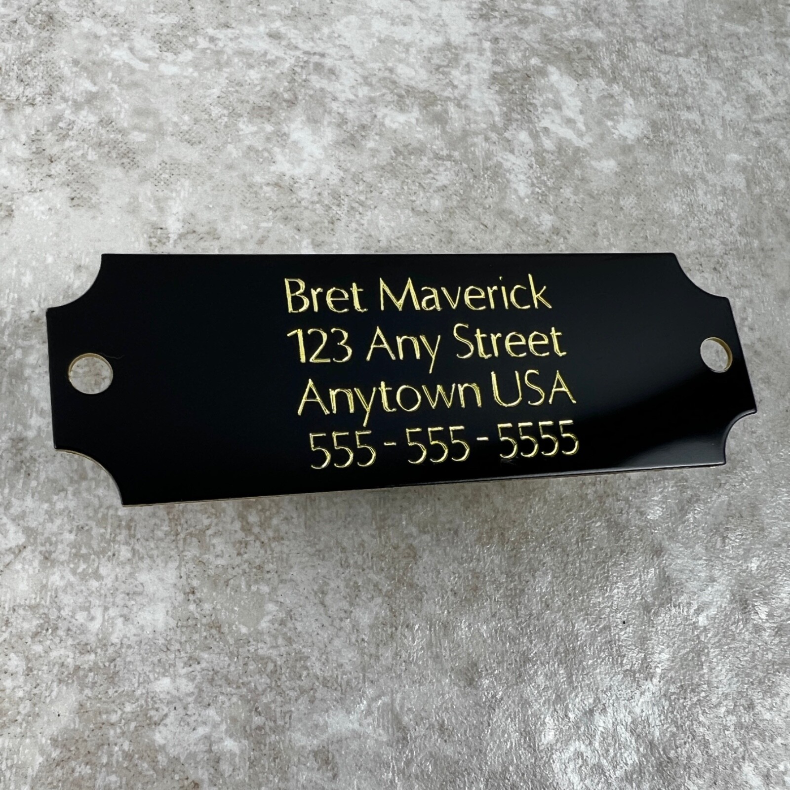 Custom Engraved Tags Personalized NAME PLATE Tags BLACK & BRASS Nameplate MEDIUM