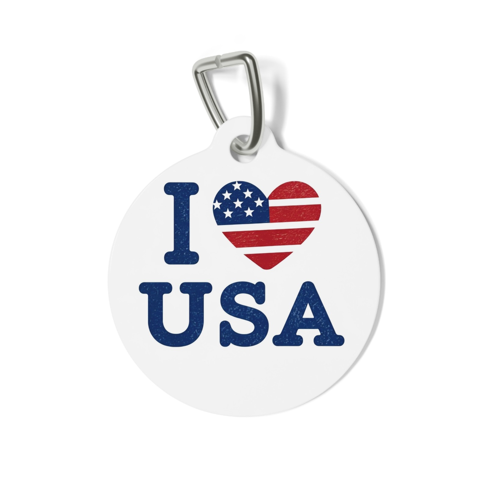 Pet Tag, Custom ID, Personalized Accessory, I Love USA Dog Tag, Cute Gift