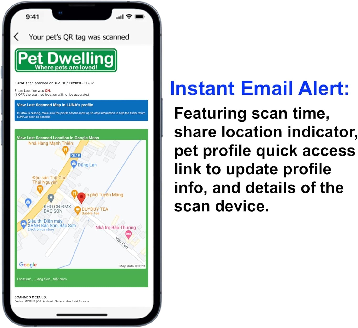 Pet Dwelling Symbol QR Code Pet ID Tag – Online Profile – Instant Scan GPS Alert