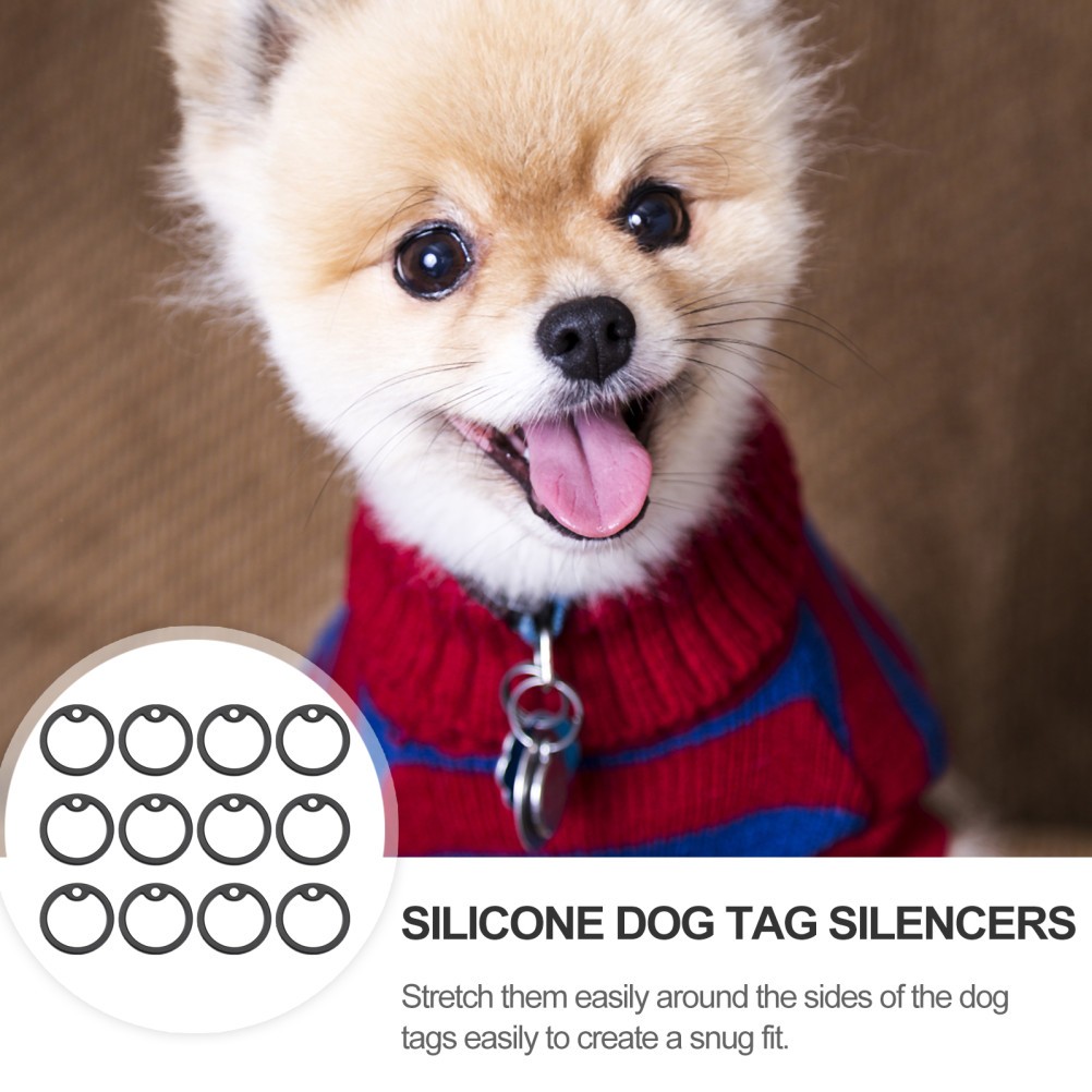12Pcs Black Dog Tag Silencers Stretch Over Military Tags to Reduce Sound