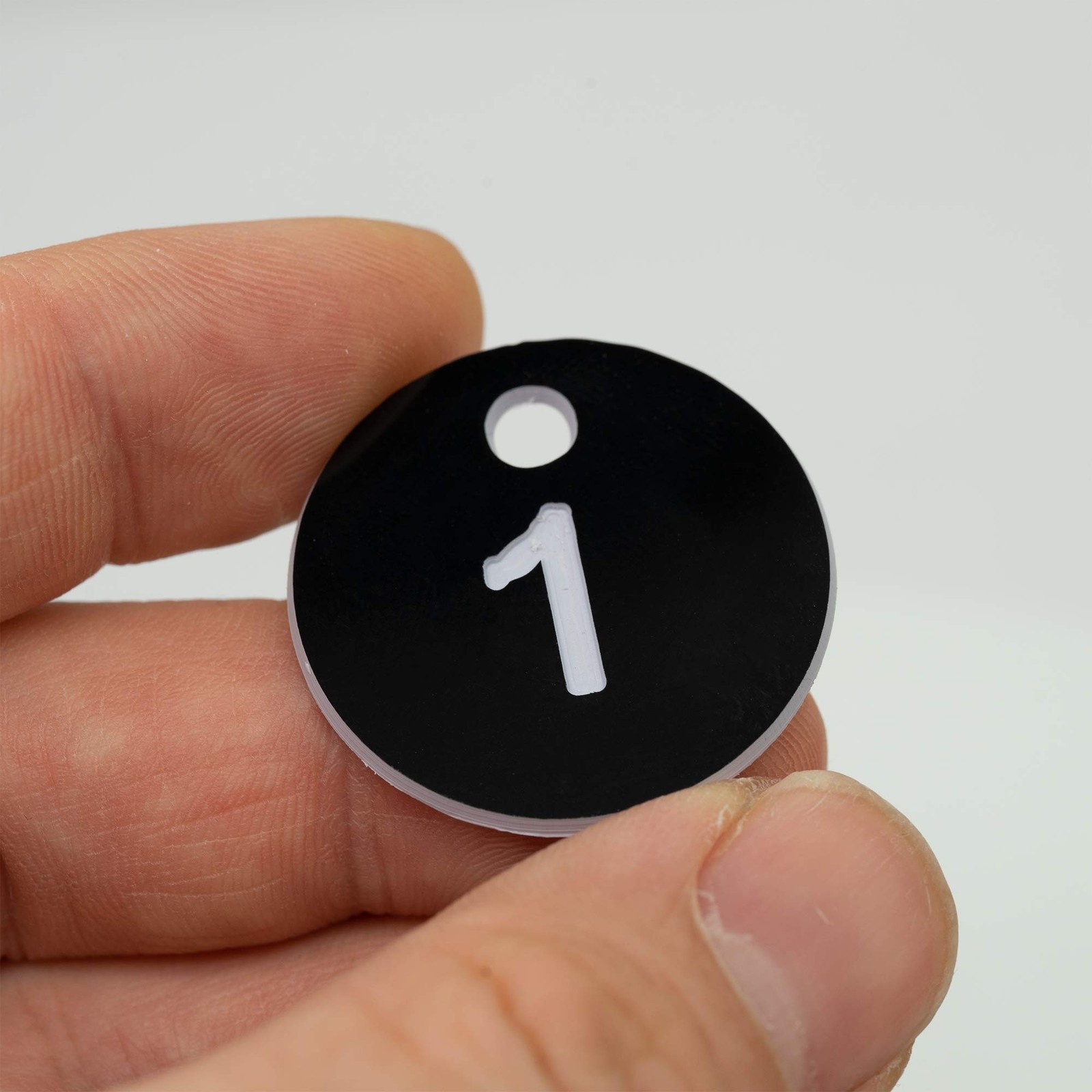 Plastic ID Engraved Number Keys Tags Without Key Rings (1-100, Black) 1-100