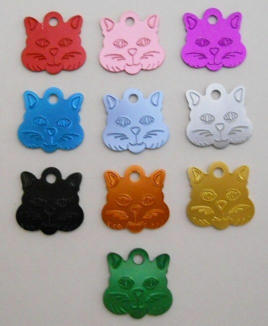 Pet Dog Cat Blank tags Bulk shelters rescues 5 pc lots Sm Cat Face