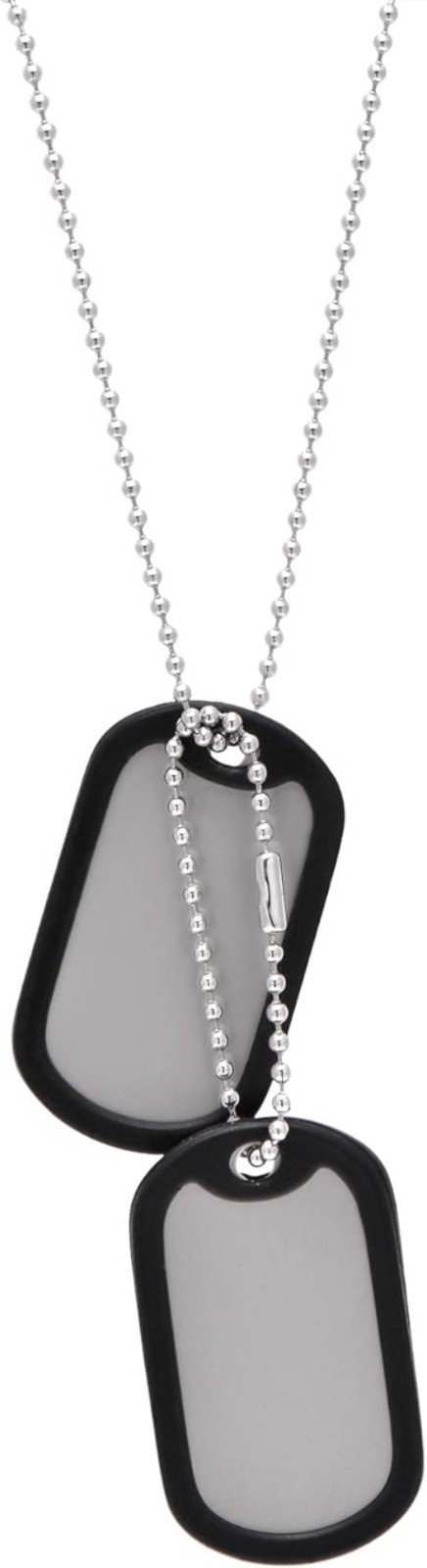 Luxury Stainless Steel Dog Tag Necklace Set – Includes Chains & Black Silencers