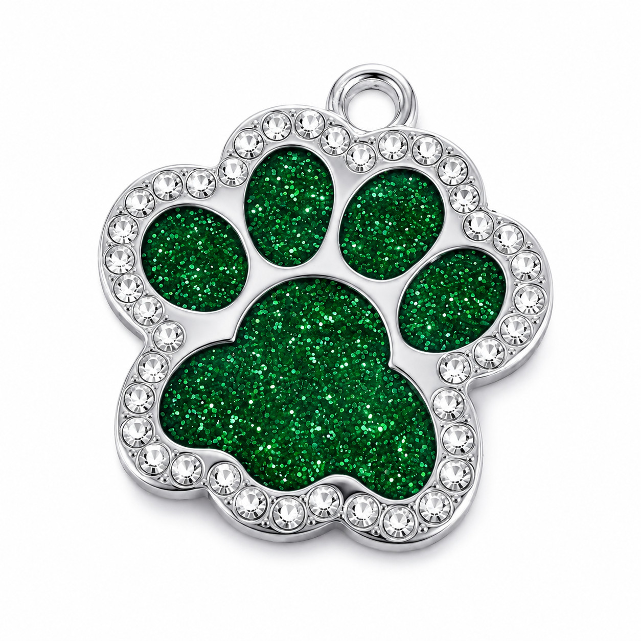 Personalized Pet ID Tag Custom Engraved Dog Cat Name Tag Glitter Paw Charm