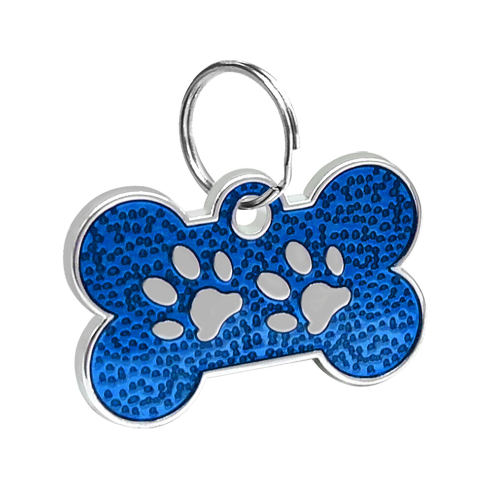 20pcs/lot Glitter Bone Shape Dog Tags Pet ID Collar No Engraving Tags Blank Disc