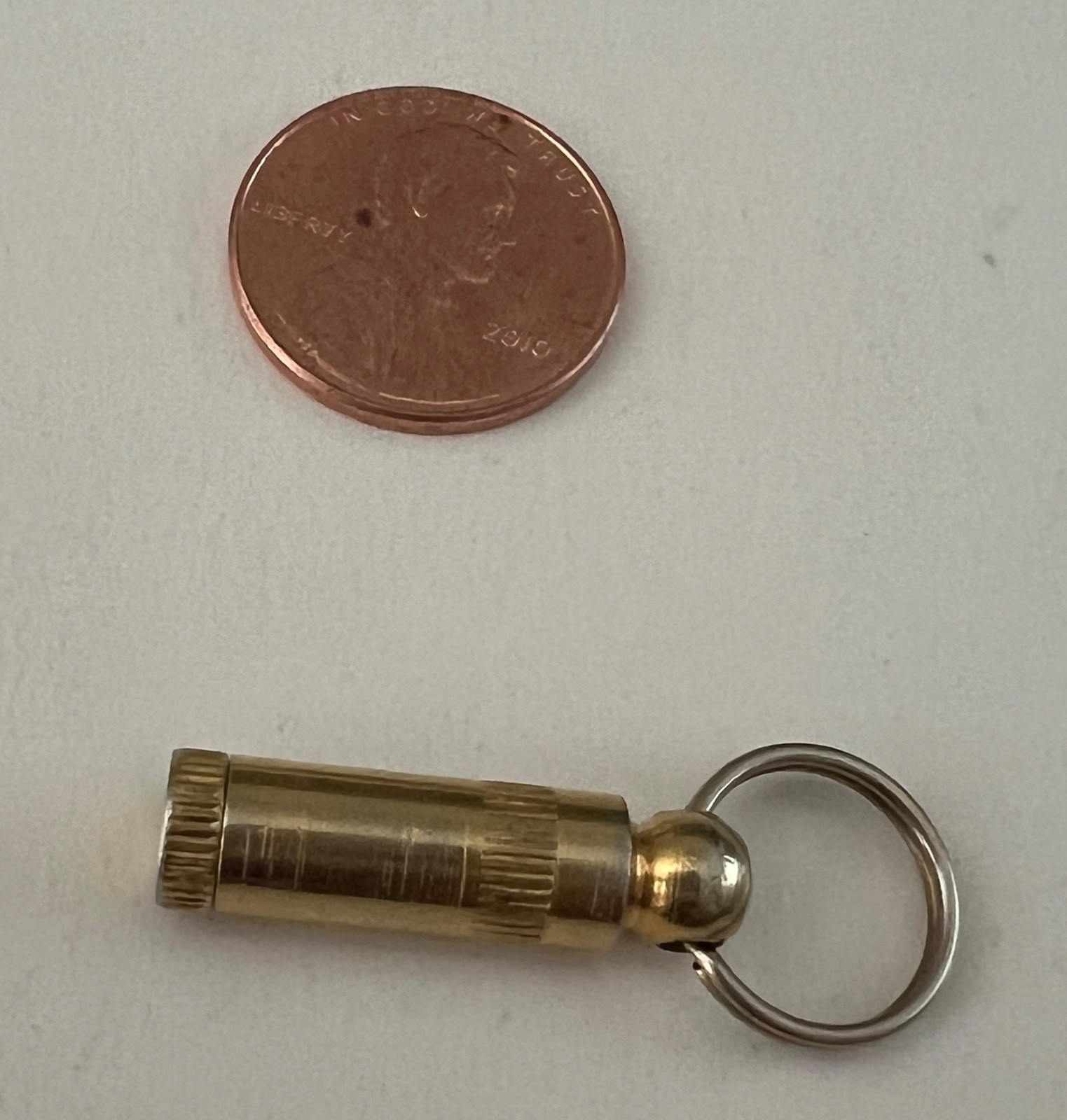 Owner ID Tube To Keep With Pet In Case Pet Gets Lost, Brass, Jump Ring, No Paper