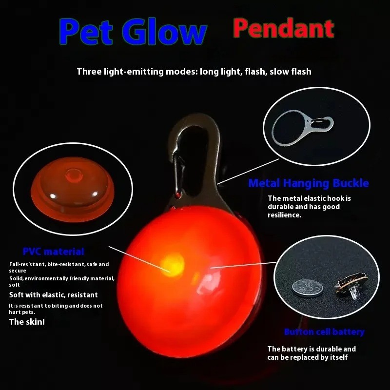 LED Flashing Clip On Pedant Night Light Pet Safety Dog Cat Collar Choose