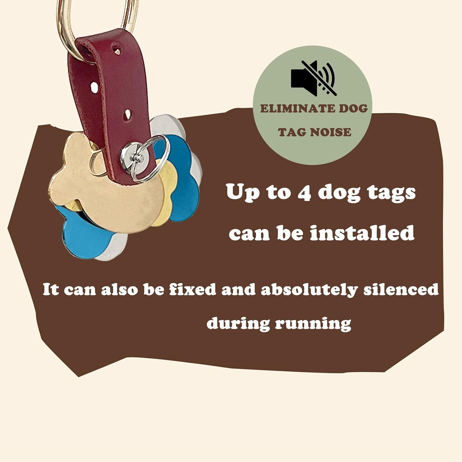 Pet ID Tag Silencer Dog & Cat Collar Leather Connector | Holder Up to 4 Dog …