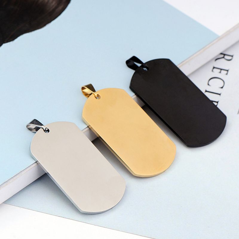 ID Stainless Steel Name Blank Dog Tags Pendant Rectangle Jewelry
