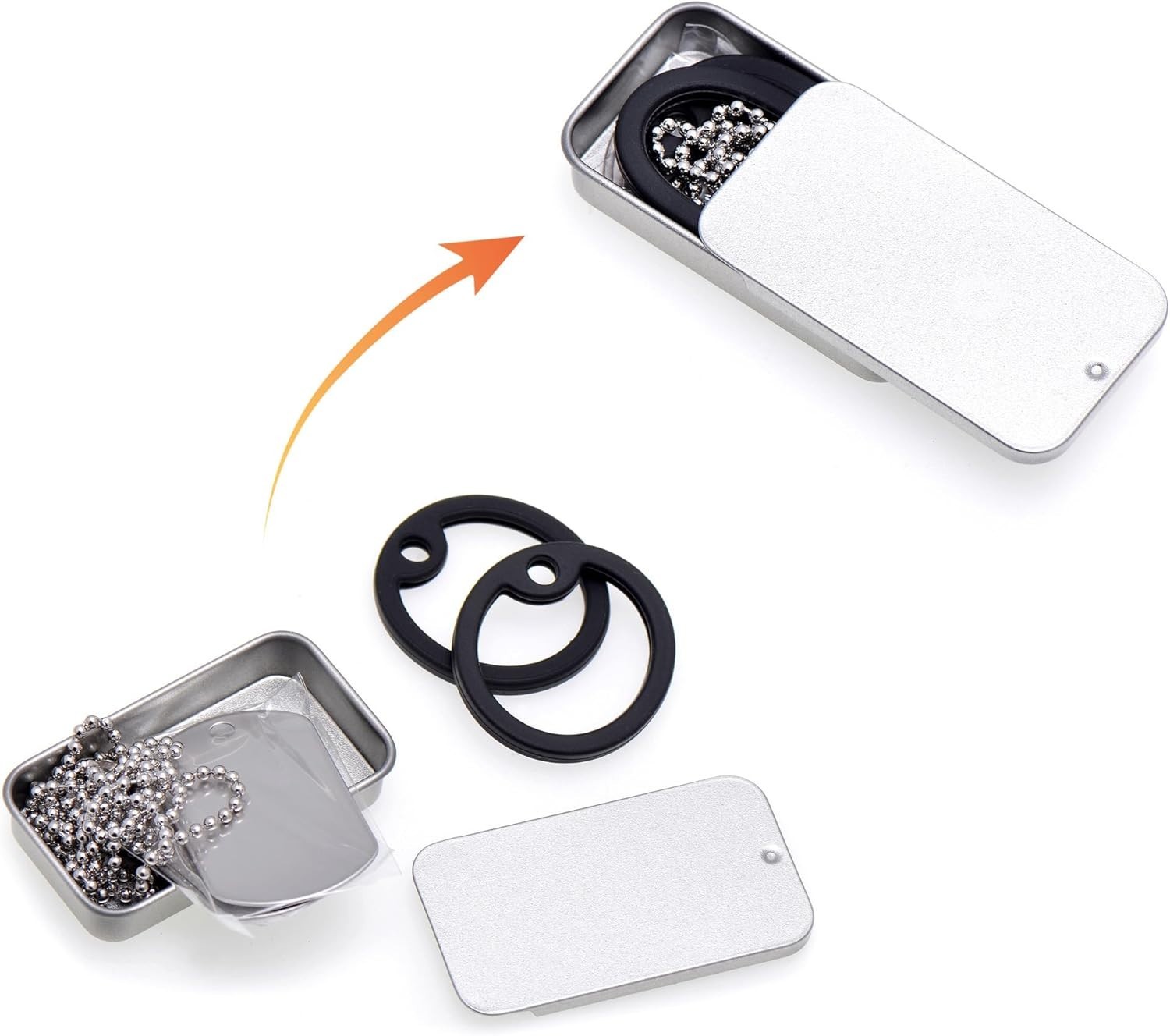 Luxury Stainless Steel Dog Tag Necklace Set – Includes Chains & Black Silencers