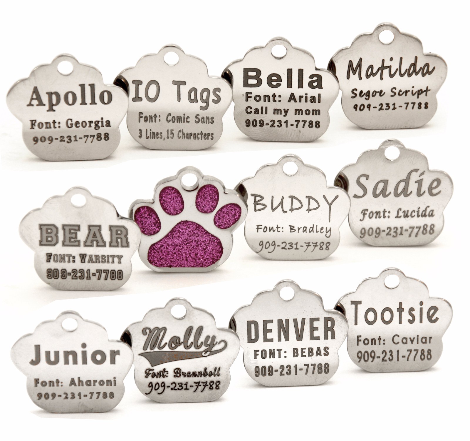 Personalized Pet ID Tag, Dog Tag, Cat Tag, Custom Cat Tag, Easy to Read, Pet Tag