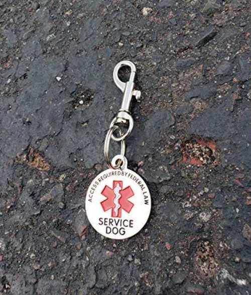 Double Sided Service Dog Chrome Tag, ADA Access Required Federal Law Clip Tag…