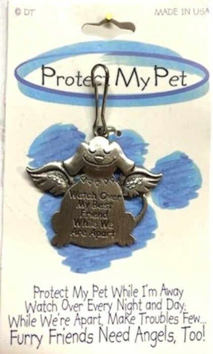 Dog Guardian Angel Collar Charm With Prayer Solid Pewter Made in USA by DT NEW