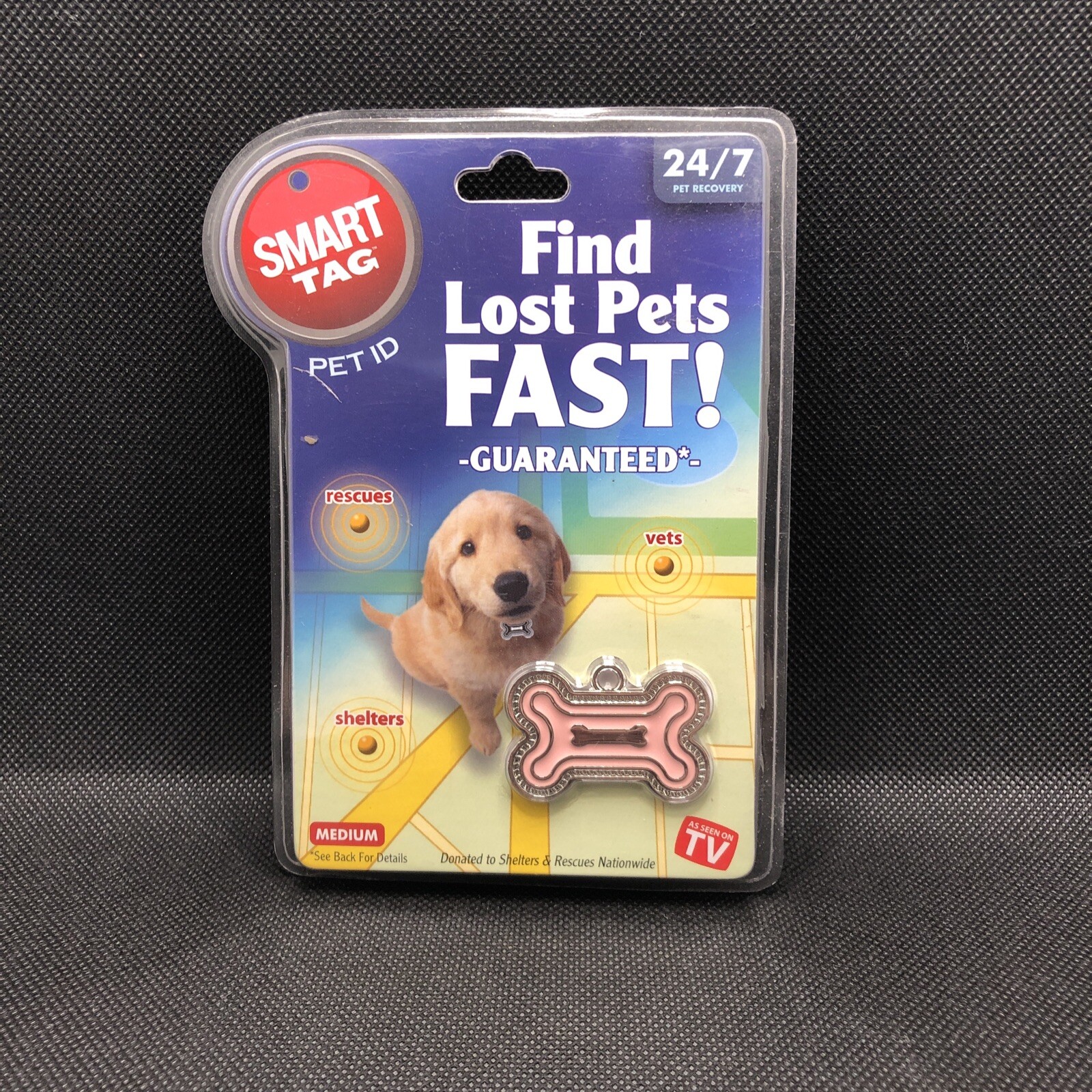 Find Lost Pets Fast!! Smart Tag Pet ID Medium Pink Bone Tag – New In Package