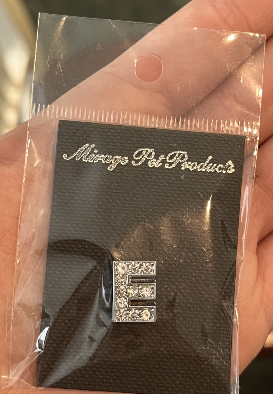 Mirage Pet Product Letter “E” Rhinestone Collar Charm
