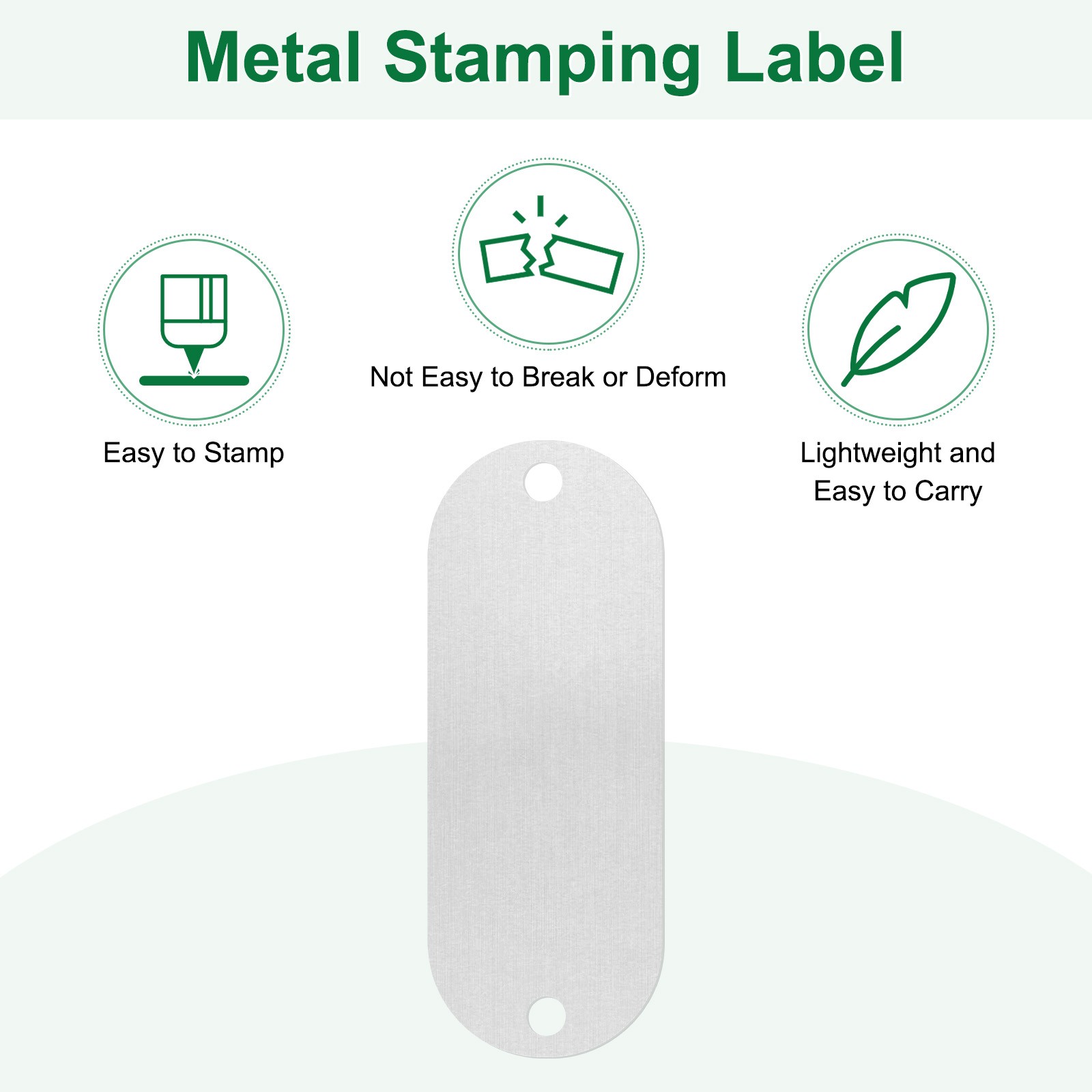 25-Pack 2″ x 0.75″ x 0.04″( L x W x T ) Blank Dog Tags [Silver, 2 Holes]