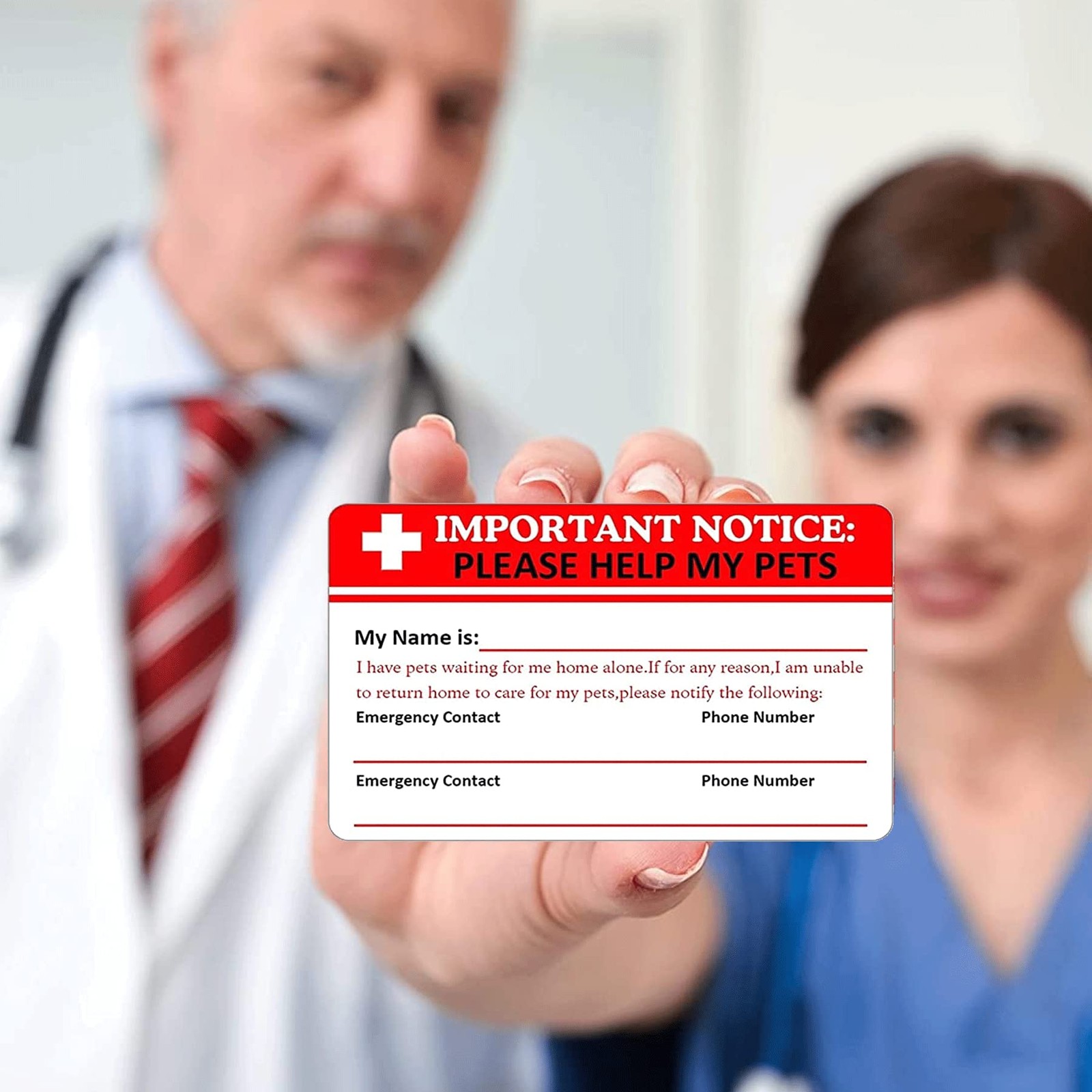 Dogs & Cats are Home Alone Alert Emergency Card and Key Tag with Emergency Co…