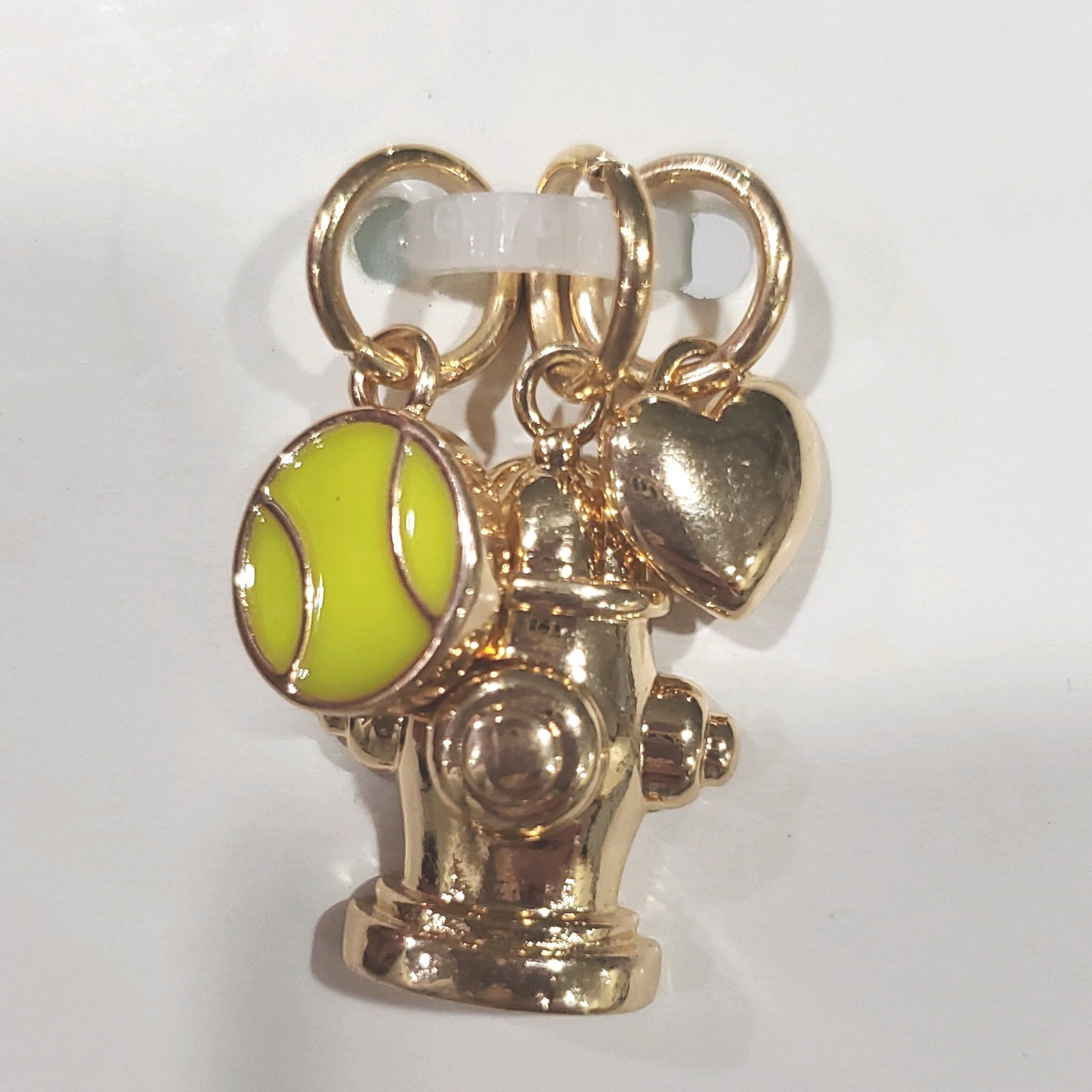 the cuddle collab Dog Pet Gold Collar Charm Set of 3 Ball Fire Hydrant Heart New
