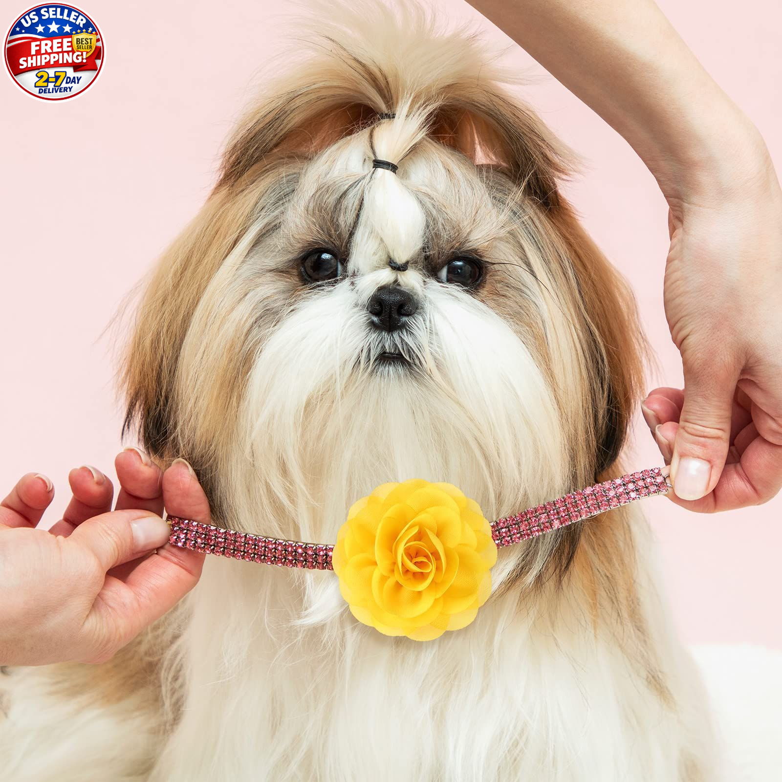 8 Pcs Dog Flowers Collar Charms Flowers for Dog Collar 3.15 Inches Cat Pet Bow T