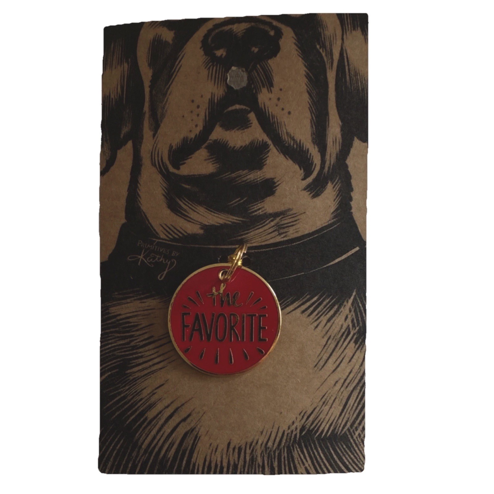 Primitives by Kathy The Favorite Red Metal Enamel Collar Charm Pet Tag 115245