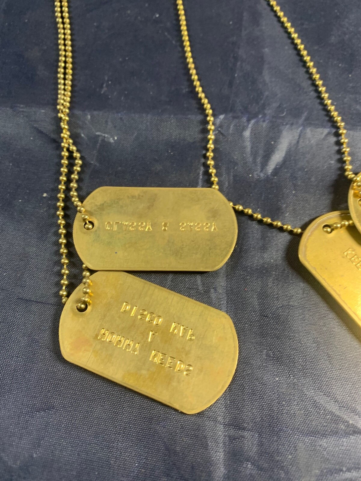 DOG TAG NECKLACES VINTAGE FUNNY GOLD COLOR FUNNY QUOTES ON EACH