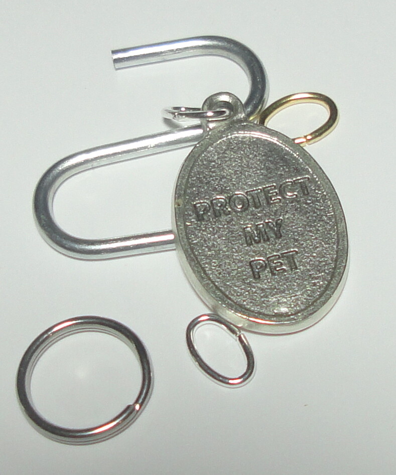 St Francis of Assisi “Protect My Pet” Holy Medal w Collar Hardware, Prayer Cards