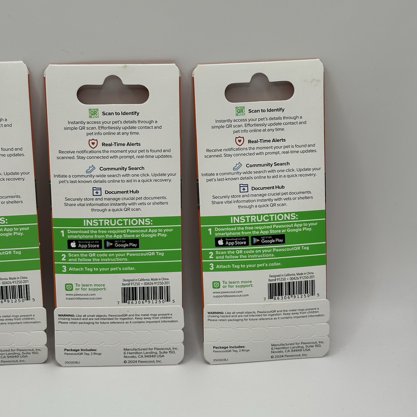 🐾 (4) PAWSCOUT Smart Pet Tags QR Finder Dogs Cats Smartphone Pets Safety App