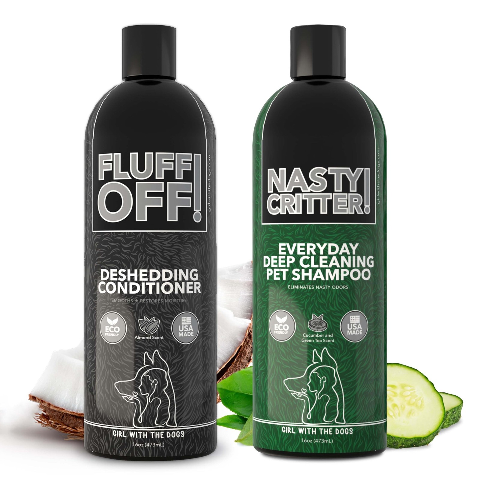 Fluff Off! by Girl With The Dogs, Natural Deshedding Dog & Cat Conditioner 16…