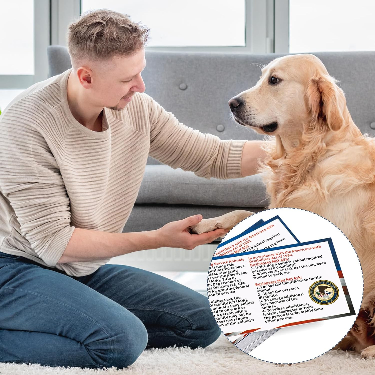 50pcs Service Dog Law Cards, ADA Service Animal Id Badge Gear Stuff Information
