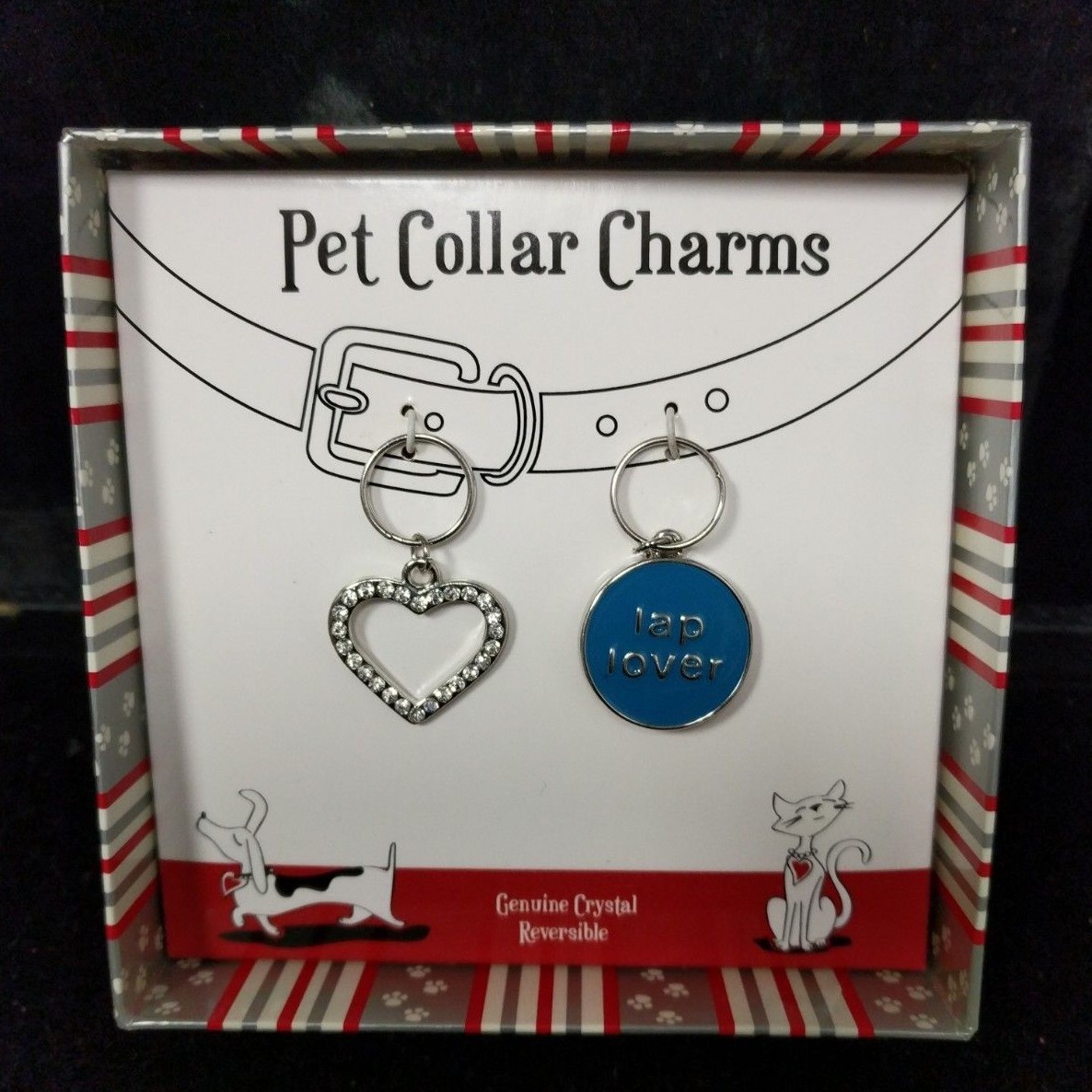 Pawsitively Spoiled Pet Collar Charm Crystal BLUE Heart Lap Lover ANIMAL NEW