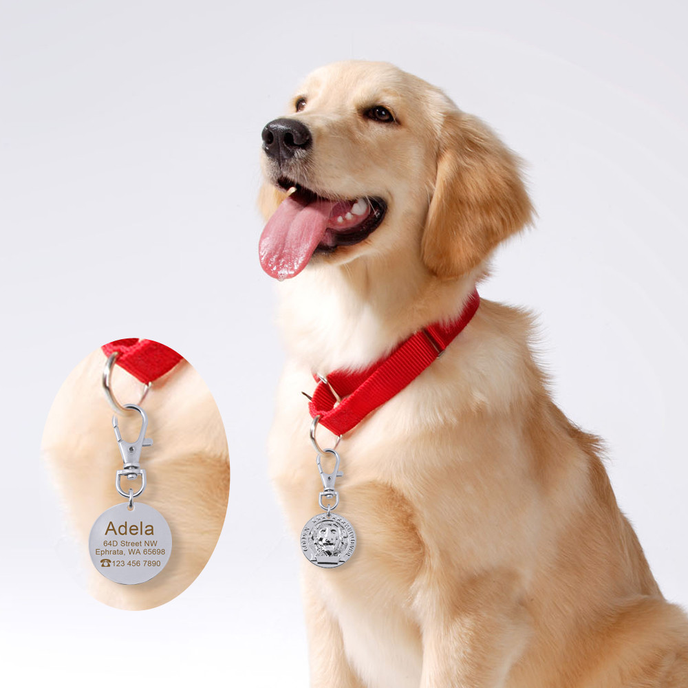 Dog Breeds Personalized Dog Tag 3D ID Custom Free Name Engraved Brass Silver