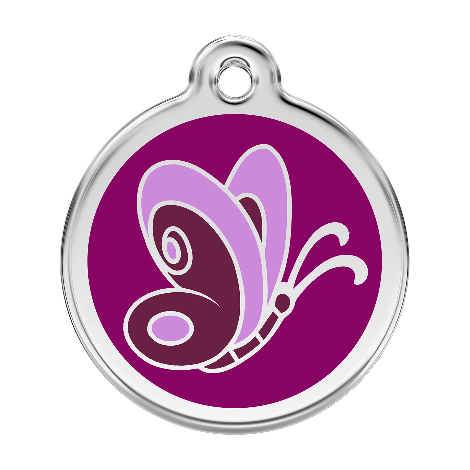 Purple Butterfly Dog Cat Pet – Red Dingo – Dog ID Tag Charm – Lifetime Guarantee