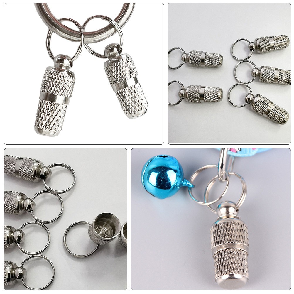 6Pcs Reusable Pet Id Tubes Silver Brass Collar Tags for Dog Cat Safety