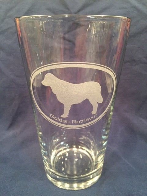 Golden Retriever Engraved Pint Glass – Free Personalization